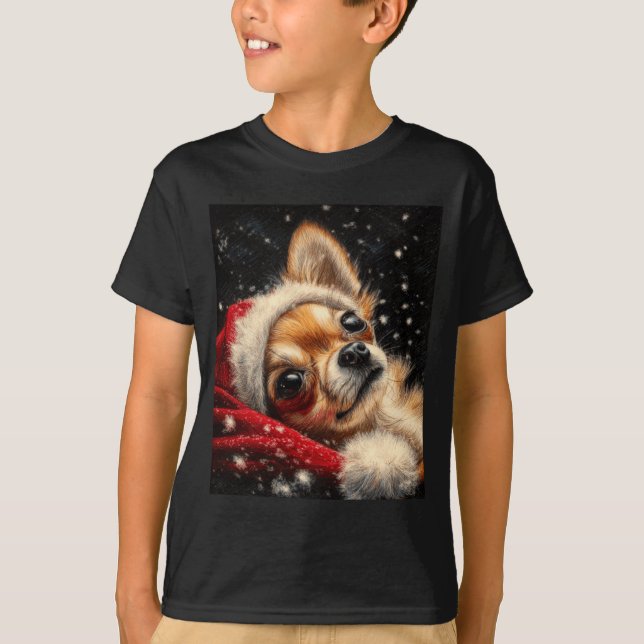 Christmas Chihuahua On A Long Sleeve  T-Shirt (Vorderseite)