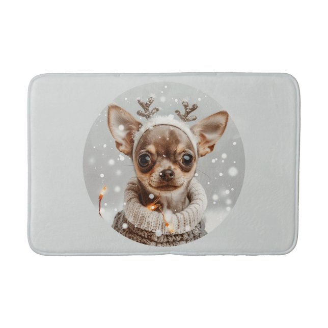 Christmas Chihuahua Reindeer Dog Badematte (Vorderseite)