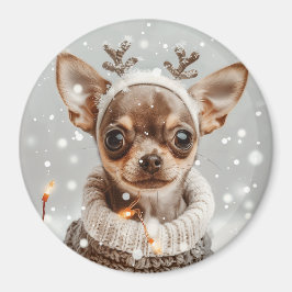 Christmas Chihuahua Reindeer Dog Magnet