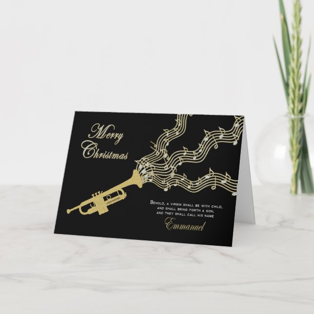 CHRISTMAS - CHRISTLICH - TRUMPET - MUSIK FEIERTAGSKARTE (Vorderseite)