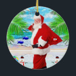 Christmas Circle Ornament, Summer Beach Bum Santa Keramik Ornament<br><div class="desc">Christmas Circle Ornament Something for everyone offers customized personalized items especially for you designed to enhance the beauty of your home or a loved one. This uniquely designed Christmas circle ornament will impress your friends and family. People enjoy drinking their favorite hot chocolate or coffee in this unique Christmas mug....</div>