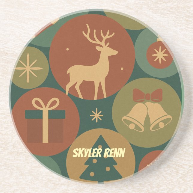 Christmas Circles Pattern Holiday Getränkeuntersetzer (Vorne)