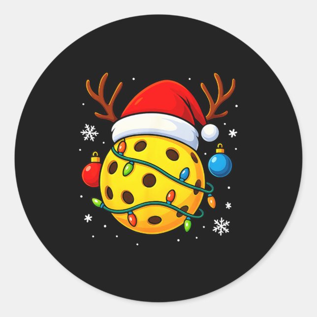 Christmas Ckleball Santa Hat Lights Srts Xmas Paja Runder Aufkleber (Vorderseite)