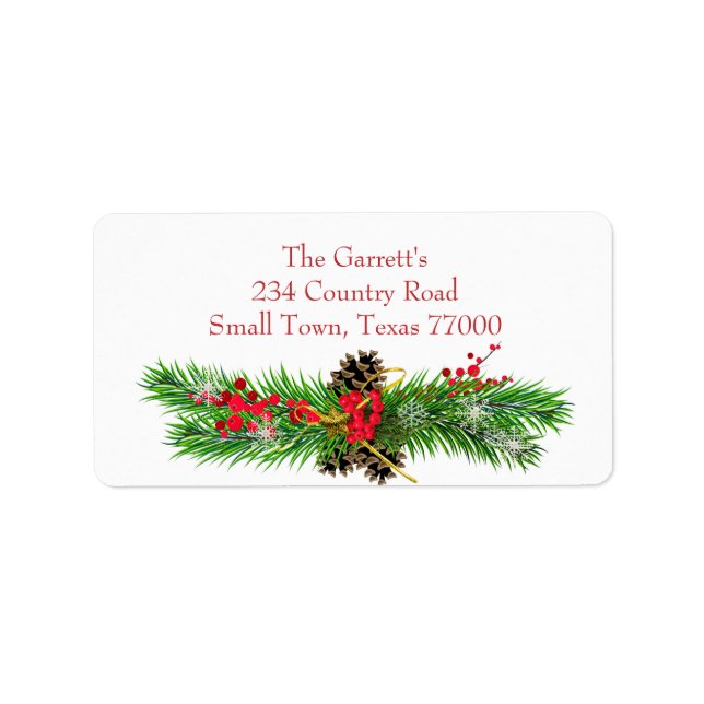 Christmas Classic Holly Berry Personalisierte Adre Adressaufkleber (Vorne)