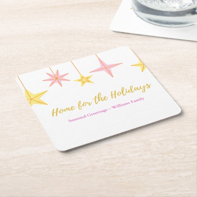 Christmas Coaster  with Holiday Motifs Rechteckiger Pappuntersetzer (angewinkelt)