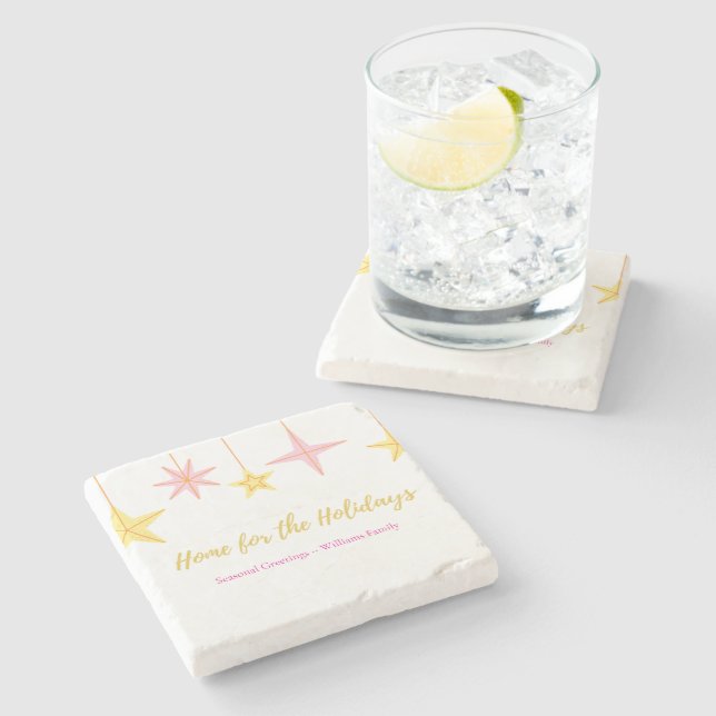 Christmas Coaster with Holiday Motifs Steinuntersetzer (Seitenansicht)