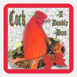 Christmas Cockadoodledoo Quadratischer Aufkleber