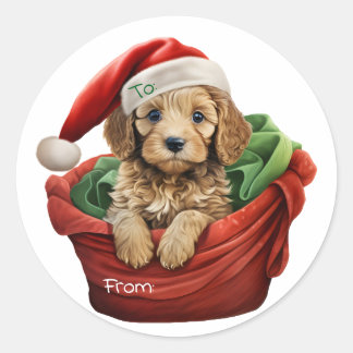Christmas Cockapoo Puppy Sticker