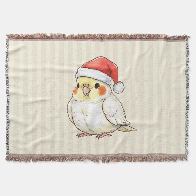 Christmas Cockatiel Wearing Santa Hat Decke (Vorderseite)