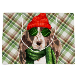 Christmas Cocker Spanischer Hund und Karierter Url Große Geschenktüte