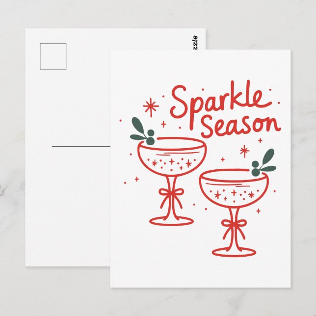 Christmas Cocktails Sparkle Season  Postkarte (Vorne/Hinten)
