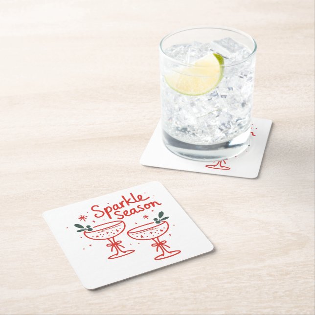 Christmas Cocktails Sparkle Season  Rechteckiger Pappuntersetzer (Vor Ort)