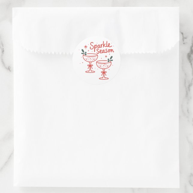 Christmas Cocktails Sparkle Season  Runder Aufkleber (Tasche)