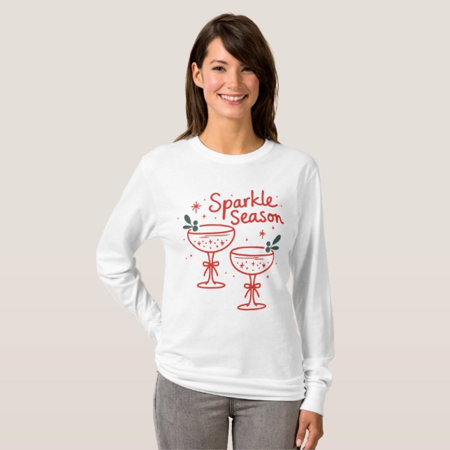 Christmas Cocktails Sparkle Season  T-Shirt (Vorne ganz)
