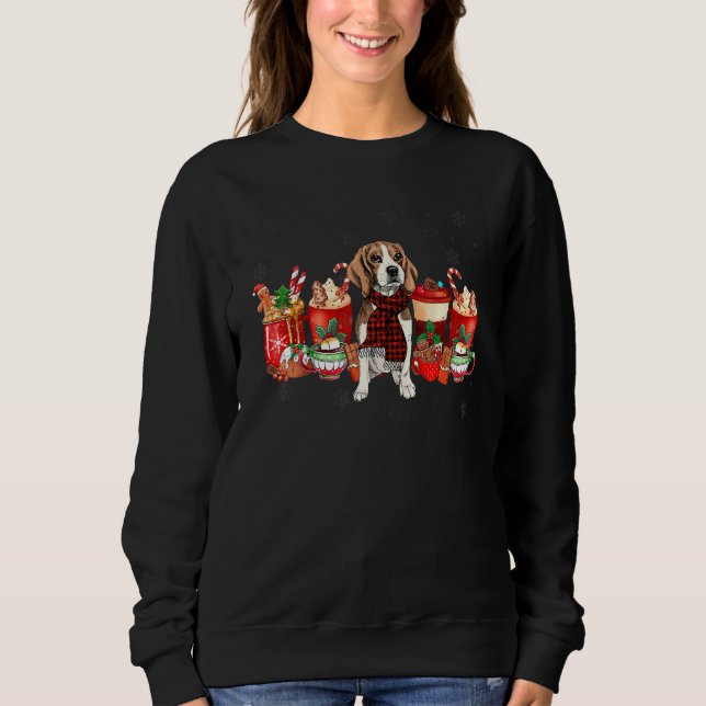 Christmas Coffee Drink Beagle Dog Sweatshirt (Vorderseite)