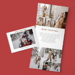 Christmas Collage 12 Foto Dreifach Gefaltete Urlaubskarte<br><div class="desc">Feiern Sie die Saison mit einer personalisierten dreifach gefliesten Weihnachtskarte, die Einfachheit und Stimmung schön kombiniert. Mit Platz für 12 Fotos - 1 auf dem Cover, 8 drinnen und 3 auf der Rückseite - ist diese Karte der perfekte Weg, Ihre Lieblings-Erinnerungen zu präsentieren. Das minimalistische Design mit einem "Frohen Weihnachten"...</div>