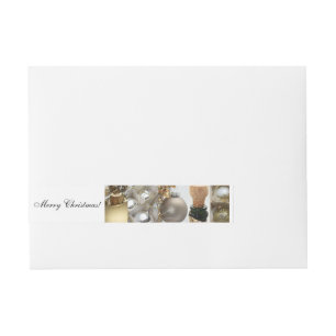 Christmas Collage Black, White und Gold Rundum-Adressaufkleber