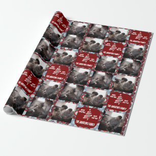 Christmas Collage Family Foto Geometric Red Geschenkpapier