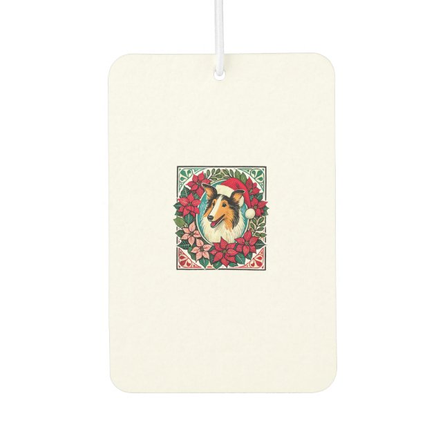 Christmas Collie Dog Illustration Weihnachten Coll Autolufterfrischer (Vorderseite)