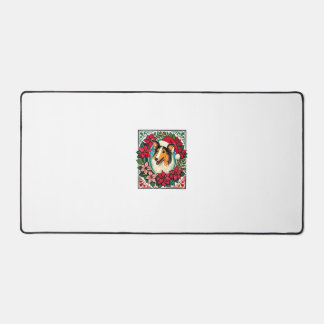 Christmas Collie Dog Illustration Weihnachten Coll Schreibtischunterlage
