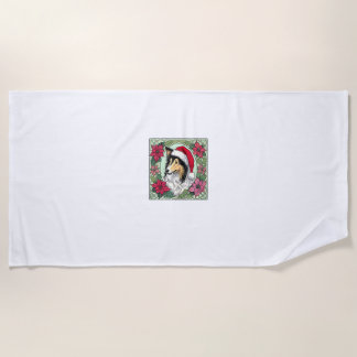 Christmas Collie Dog Illustration Weihnachten Coll Strandtuch