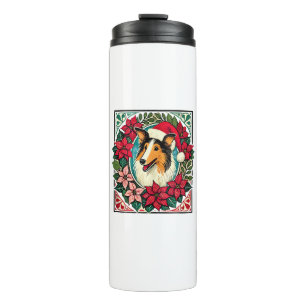 Christmas Collie Dog Illustration Weihnachten Coll Thermosbecher