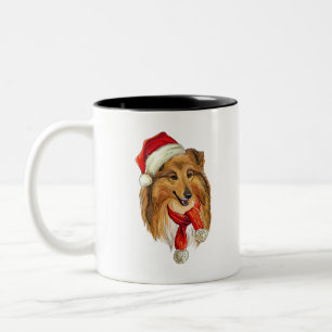 Christmas Collie dog Zweifarbige Tasse