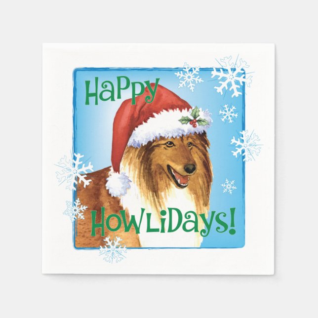 Christmas Collie Napkins Serviette (Vorderseite)