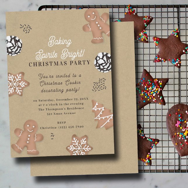 Christmas Cookie Decorating Party Kraft Einladung (Christmas Cookie Decorating Party Kraft Invitation)