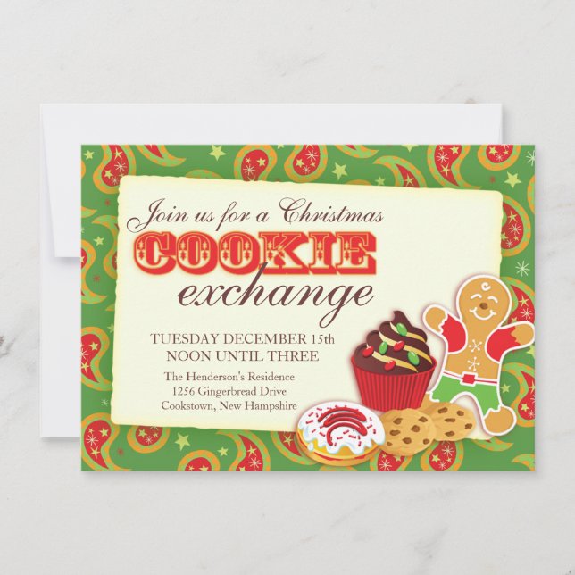 Christmas Cookie exchange & étiquette invitation (Devant)