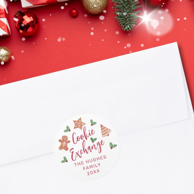 Christmas Cookie Exchange Party Runder Aufkleber (Von Creator hochgeladen)