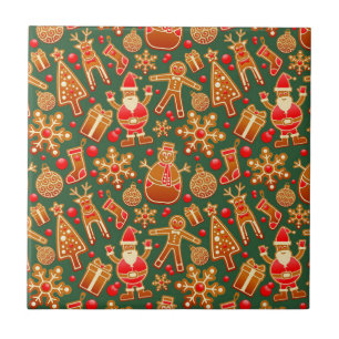 Christmas Cookie Fun Holiday Items on Green Fliese