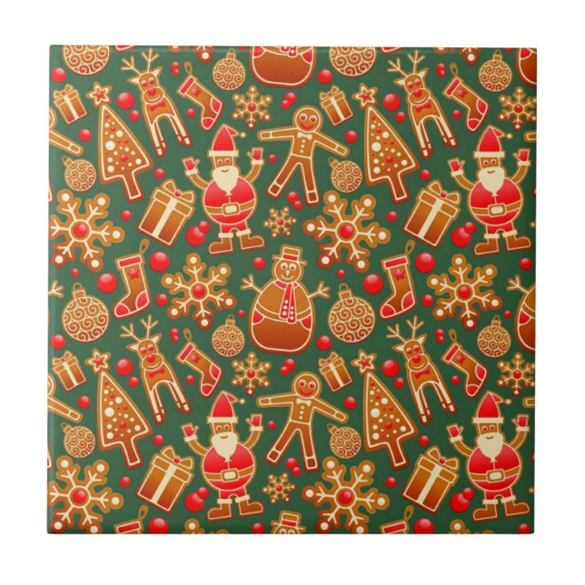 Christmas Cookie Fun Holiday Items on Green Fliese (Vorderseite)