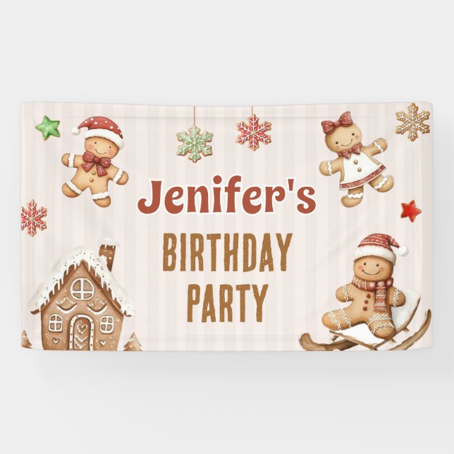  Christmas Cookie Gingerbread Birthday Banner (Horizontal)