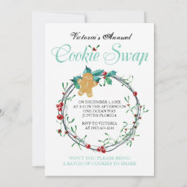 Christmas Cookie Swap Invite - Gingerbread Man Einladung