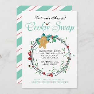 Christmas Cookie Swap Invite - Gingerbread Man Einladung