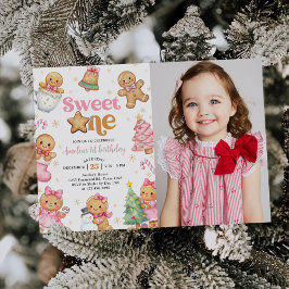 Christmas Cookie Sweet One 1st Birthday Photo Einladung