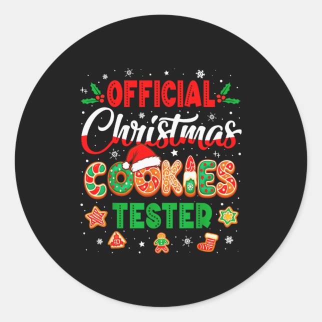 Christmas Cookie Tester Taster Baking Crew Toddler Runder Aufkleber (Vorderseite)