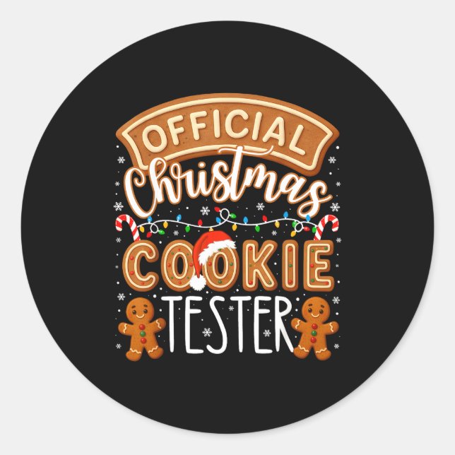 Christmas Cookie Tester Taster Funny Family Baking Runder Aufkleber (Vorderseite)