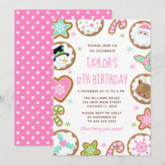 Christmas Cookies Birthday Party Pink and Green Einladung