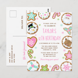 Christmas Cookies Birthday Party Pink and Green Postkarte