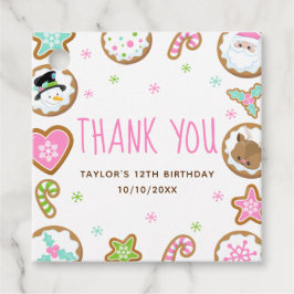 Christmas Cookies Birthday Party Pink Thank You Geschenkanhänger