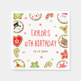 Christmas Cookies Birthday Party Red and Green Serviette
