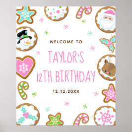 Christmas Cookies Birthday Pink Green Welcome Sign Poster