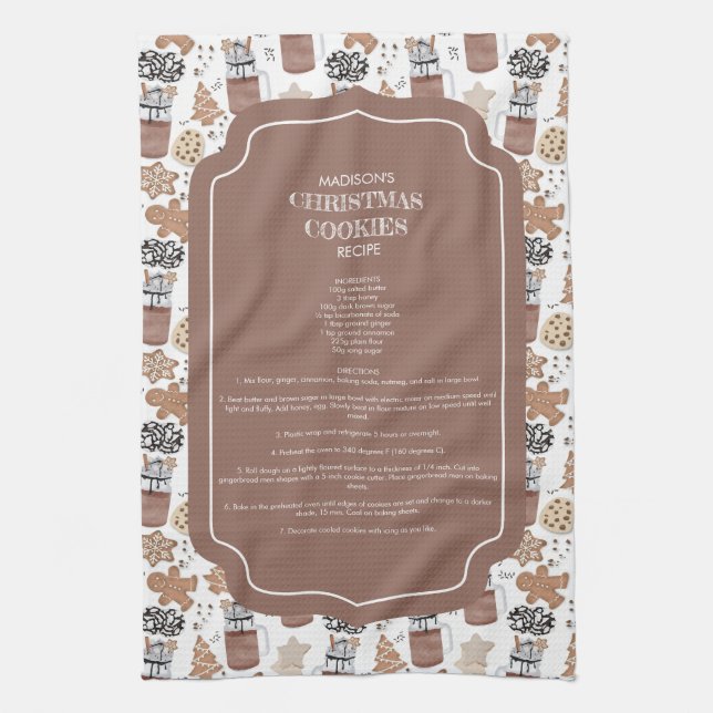 Christmas Cookies Holiday Baking Recipe Keepsake Geschirrtuch (Vertikal)