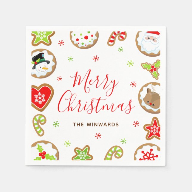 Christmas Cookies Merry Christmas Red and Green Serviette (Vorderseite)