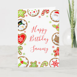 Christmas Cookies Red and Green Happy Birthday Karte