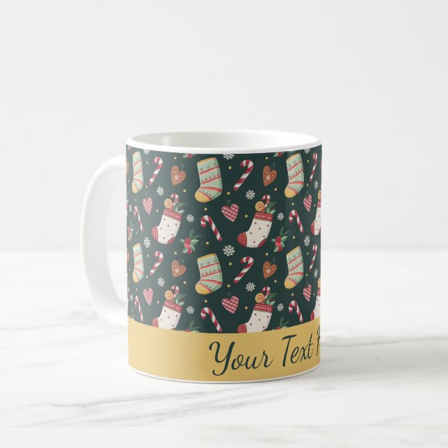 Christmas Cookies & Stockings Personalized Mug (Devant gauche)