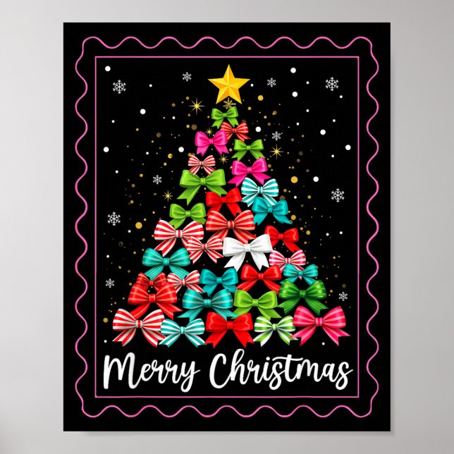 Christmas Coquette Bow Tree Xmas Holiday Girly Out Poster (Vorne)