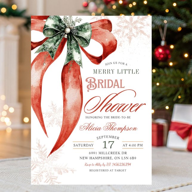 Christmas Coquette Merry Little Bridal Shower Einladung (Von Creator hochgeladen)